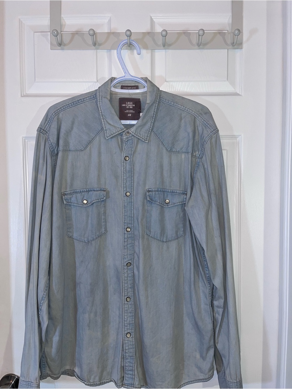 H&M Light Blue Denim Button-Down Shirt